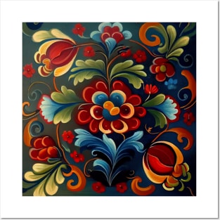 Norwegian Rosemaling-Oil On Canvas #27 Posters and Art